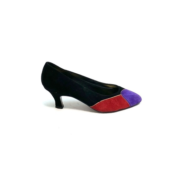 The 925 Collection Shoes - Vintage 1980s suede color block party heels